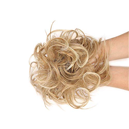 AISI BEAUTY Tousled Updo Hair Pieces Messy Bun Hair Scrunchies Extensions Hair Pieces and Ponytails Hair Extensions for Women (27/613(strawberry blonde & bleach blond Mixed))