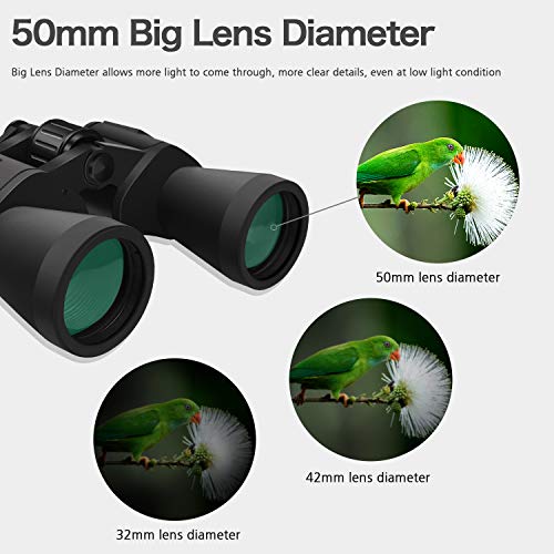 SkyGenius 10 x 50 Powerful Binoculars for Adults Durable Full-Size Clear Binoculars for Bird Watching Travel Sightseeing Hunting Wildlife Watching Outdoor Sports Games and Concerts