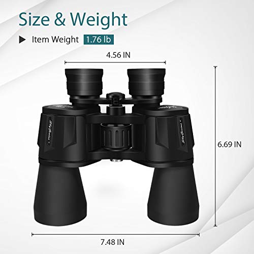 SkyGenius 10 x 50 Powerful Binoculars for Adults Durable Full-Size Clear Binoculars for Bird Watching Travel Sightseeing Hunting Wildlife Watching Outdoor Sports Games and Concerts