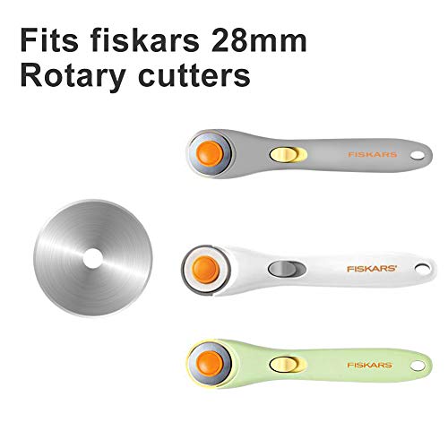 Rotary Cutter Blades 28mm by KISSWILL - Fits Fiskars 28mm Rotary Cutter Replacement, Sharp and Durable (28MM)
