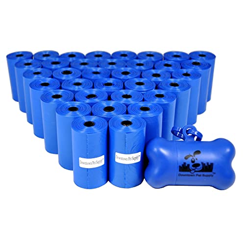 700 Pet Waste Bags, Dog Waste Bags, Bulk Poop Bags with Leash Clip and Bone Bag Dispenser - (700 Bags, Blue)