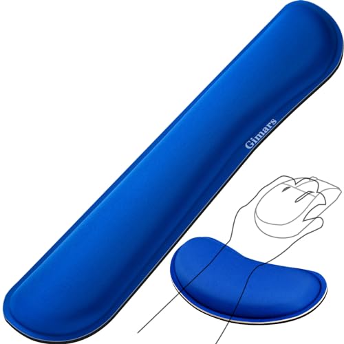 Gimars Superfine Fiber Widen Memory Foam Set Nonslip Mouse Pad Wrist Support & Keyboard Wrist Rest Support for Office, Computer, Laptop & Mac & Comfortable & Lightweight for Easy Typing & Pain Relief