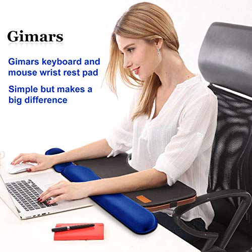 Gimars Superfine Fiber Widen Memory Foam Set Nonslip Mouse Pad Wrist Support & Keyboard Wrist Rest Support for Office, Computer, Laptop & Mac & Comfortable & Lightweight for Easy Typing & Pain Relief