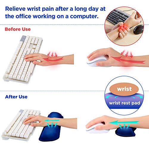 Gimars Superfine Fiber Widen Memory Foam Set Nonslip Mouse Pad Wrist Support & Keyboard Wrist Rest Support for Office, Computer, Laptop & Mac & Comfortable & Lightweight for Easy Typing & Pain Relief