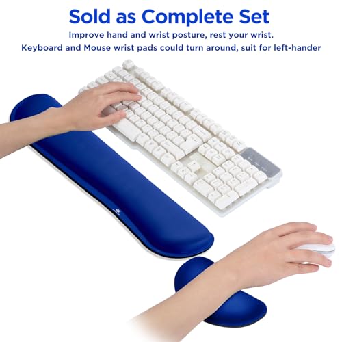 Gimars Superfine Fiber Widen Memory Foam Set Nonslip Mouse Pad Wrist Support & Keyboard Wrist Rest Support for Office, Computer, Laptop & Mac & Comfortable & Lightweight for Easy Typing & Pain Relief