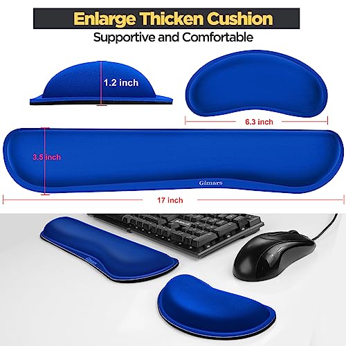 Gimars Superfine Fiber Widen Memory Foam Set Nonslip Mouse Pad Wrist Support & Keyboard Wrist Rest Support for Office, Computer, Laptop & Mac & Comfortable & Lightweight for Easy Typing & Pain Relief
