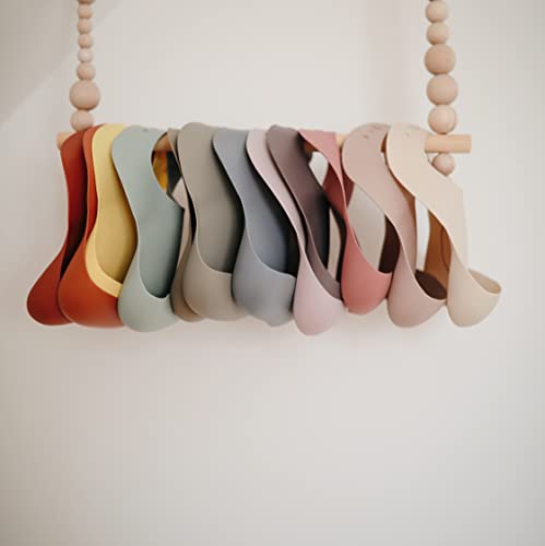 mushie Silicone Baby Bib | Adjustable Fit Waterproof Bibs (Warm Taupe)