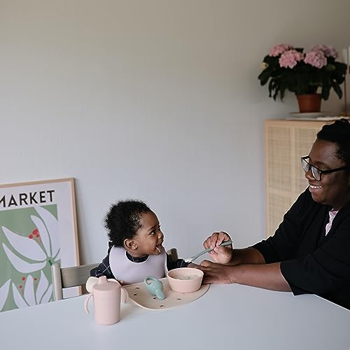 mushie Silicone Baby Bib | Adjustable Fit Waterproof Bibs (Warm Taupe)