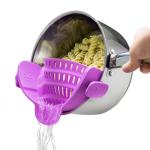 Kitchen Gizmo Snap N Strain | Purple Strainer with Clip-On Silicone Colander | Fits all Pots, Bowls, and Round Cookware