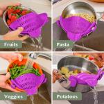 Kitchen Gizmo Snap N Strain | Purple Strainer with Clip-On Silicone Colander | Fits all Pots, Bowls, and Round Cookware