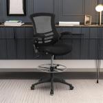 Kelista Mid-Back Black Mesh Drafting Chair with Adjustable Features