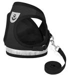 Cat Harnesses and Puppy Harness with Leashes Set, Escape Proof Cat Harness, Adjustable Reflective Soft Mesh Vest Fit Puppy Kitten Rabbit Ferrets's Outdoor Harness (Black, M, Chest: 13" - 14")