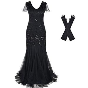 1920s Flapper Cocktail Dress Plus Size (Black, XL)