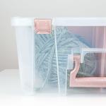 ArtBin 6990RK Super Satchel Double Deep, Portable Art & Craft Organizer with Handle, [1] Plastic Storage Case, Clear with Rose Gold Accents