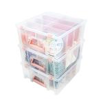 ArtBin 6990RK Super Satchel Double Deep, Portable Art & Craft Organizer with Handle, [1] Plastic Storage Case, Clear with Rose Gold Accents