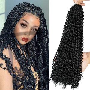 8 Pack Passion Twist Hair 18 Inch Passion Twist Crochet Hair Ombre Water Wave Crochet Braiding Hair Extensions (1B)