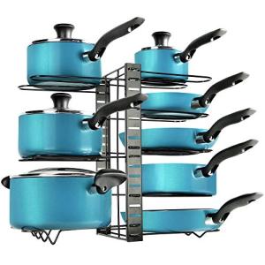 Zulay 8-Tier Pots and Pans Organizer Under Cabinet - Easy 3 Adjustable Method Pan Organizer Rack For Cabinet - Kitchen Pot Organizer Rack For Cabinet For Large & Small Cookware