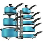 Zulay 8-Tier Pots and Pans Organizer Under Cabinet - Easy 3 Adjustable Method Pan Organizer Rack For Cabinet - Kitchen Pot Organizer Rack For Cabinet For Large & Small Cookware