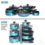 Zulay 8-Tier Pots and Pans Organizer Under Cabinet - Easy 3 Adjustable Method Pan Organizer Rack For Cabinet - Kitchen Pot Organizer Rack For Cabinet For Large & Small Cookware