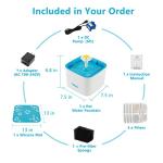 Veken Pet Fountain, 84oz/2.5L Automatic Cat Water Fountain Dog Water Dispenser with 3 Replacement Filters & 1 Silicone Mat for Cats, Dogs, Multiple Pets, Blue