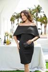 GRACE KARIN Womens Off Shoulder Cape Midi Dress Cocktail Party Dress Size M Black