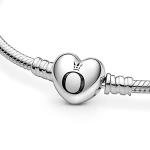 Pandora Jewelry Moments Heart Clasp Snake Chain Charm Sterling Silver Bracelet, 6.3"