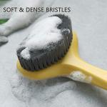 Bath Body Brush with Comfy Bristles Long Handle Gentle Exfoliation Improve Skin's Health and Beauty Bath Shower Wet or Dry Brushing Body Brush (Gold)