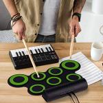 QoQoba Electronic Drum Set for Kids | Adult Beginner Pro MIDI Musical Instrument Drum Practice Pad Kit Incl. Foldable Headphone | Drum Sticks | Great Holiday Birthday Gift for Kids Drum Set (GREEN)