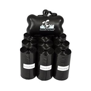 220 Pet Waste Bags, Dog Waste Bags, Bulk Poop Bags with Leash Clip and Bone Bag Dispenser - (220 Bags, Black)
