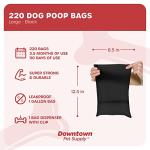 220 Pet Waste Bags, Dog Waste Bags, Bulk Poop Bags with Leash Clip and Bone Bag Dispenser - (220 Bags, Black)