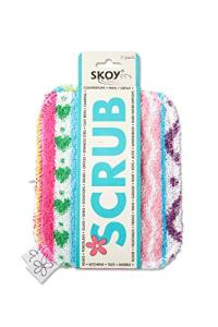 Skoy Scrub, Non-Scratching, Reusable Scrub for Kitchen and Household Use, Environmentally-Friendly, Dishwasher Safe, 2-Pack â Assorted Colors