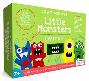 Little Monsters Beginners Sewing Craft Kit for Kids (Ages 7 to 12) Educational Gift for Boys and Girls