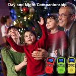 Wishouse Kids Walkie Talkies Rechargeable Long Range 3 Pack, Girls Boys Toys Age 7 8 9 10 11 12 for Outdoor Camping Adventure Games with Flashlight, Birthday Xmas Gift for 4 5 6 Year Old Children