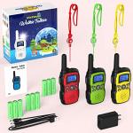 Wishouse Kids Walkie Talkies Rechargeable Long Range 3 Pack, Girls Boys Toys Age 7 8 9 10 11 12 for Outdoor Camping Adventure Games with Flashlight, Birthday Xmas Gift for 4 5 6 Year Old Children