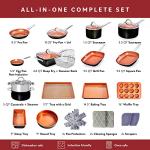 Home Hero Copper Pots and Pans Set -23pc Copper Cookware Set Copper Pan Set Ceramic Cookware Set Ceramic Pots and Pans Set Nonstick Induction Cookware Sets Pot and Pan Set Nonstick Cookware Set