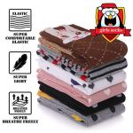 FNOVCO Girls Knee High Socks Cartoon Animal Patterns Cotton Over Calf Socks (6 Pairs Cute Cat)