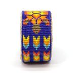 Native American Style Beaded Jewelry Set Necklace Earrings Bracelet Handmade (Blue)