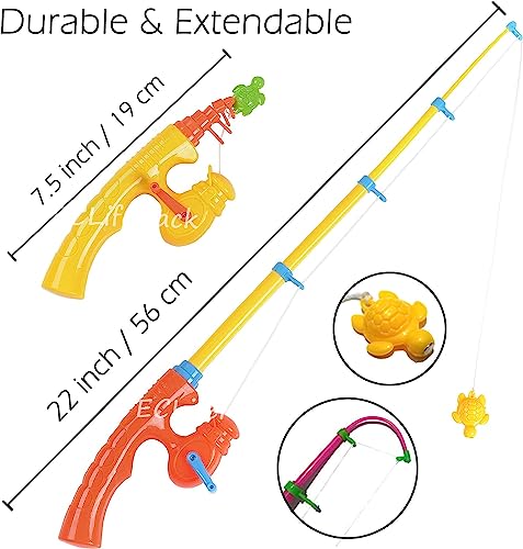 CozyBomB Magnetic Fishing Pool Toys Game for Kids - Water Table Bath-tub Kiddie Party Toy with Pole Rod Net Plastic Floating Fish Toddler Color Ocean Sea Animals Age 3 4 5 6 Year Old