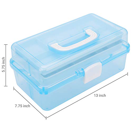 Plastic Storage Box with Expandable Shelves, Blue