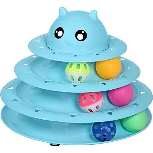 UPSKY Cat Toy Roller Cat Toys 3 Level Towers Tracks Roller with Six Colorful Ball Interactive Kitten Fun Mental Physical Exercise Puzzle Toys