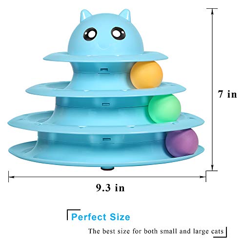 UPSKY Cat Toy Roller Cat Toys 3 Level Towers Tracks Roller with Six Colorful Ball Interactive Kitten Fun Mental Physical Exercise Puzzle Toys
