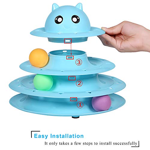 UPSKY Cat Toy Roller Cat Toys 3 Level Towers Tracks Roller with Six Colorful Ball Interactive Kitten Fun Mental Physical Exercise Puzzle Toys