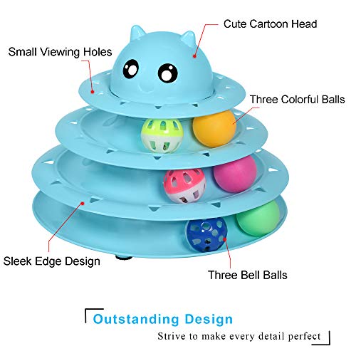 UPSKY Cat Toy Roller Cat Toys 3 Level Towers Tracks Roller with Six Colorful Ball Interactive Kitten Fun Mental Physical Exercise Puzzle Toys
