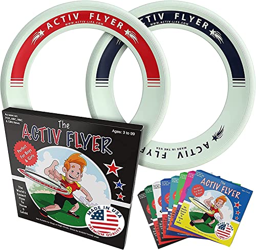 Activ Life Flying Toys [Glow-in-The-Dark] Cool 6 Year Old Boy Gifts & Christmas Presents for Kids to Play in Backyard, School Playground, Indoor Gym or BBQ Tailgate Party Toss Games