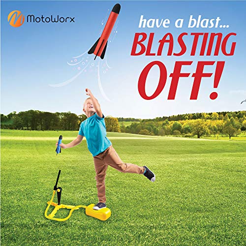 Toy Rocket Launcher for kids ? Shoots Up to 100 Feet ? 8 Colorful Foam Rockets and Sturdy Launcher Stand With Foot Launch Pad - Fun Outdoor Toy for Kids - Gift Toys for Boys and Girls Age 3+ Years Old