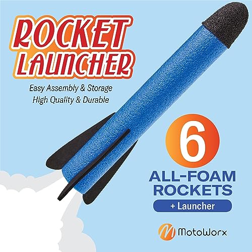 Toy Rocket Launcher for kids ? Shoots Up to 100 Feet ? 8 Colorful Foam Rockets and Sturdy Launcher Stand With Foot Launch Pad - Fun Outdoor Toy for Kids - Gift Toys for Boys and Girls Age 3+ Years Old