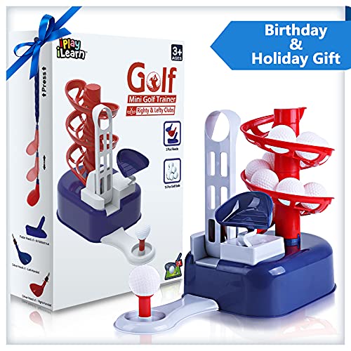 iPlay, iLearn Kids Golf Toys Set, Outdoor Lawn Sport Toy, Training Golf Balls & Clubs Equipment, Indoor Exercise, Outside Yard Active Gifts for 3 4 5 6 7 8 Year Olds Boys Toddlers Children Girls