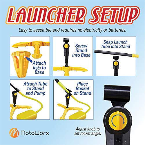 Toy Rocket Launcher for kids ? Shoots Up to 100 Feet ? 8 Colorful Foam Rockets and Sturdy Launcher Stand With Foot Launch Pad - Fun Outdoor Toy for Kids - Gift Toys for Boys and Girls Age 3+ Years Old