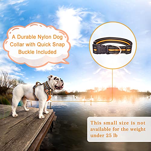 WINSEE Dog Harness No Pull, Pet Harnesses with Dog Collar, Adjustable Reflective Oxford Outdoor Vest, Front/Back Leash Clips for Small, Medium, Large, Extra Large Dogs, Easy Control Handle for Walking