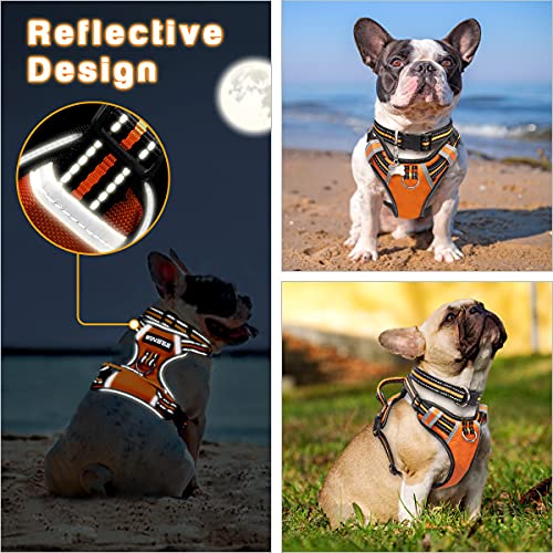 WINSEE Dog Harness No Pull, Pet Harnesses with Dog Collar, Adjustable Reflective Oxford Outdoor Vest, Front/Back Leash Clips for Small, Medium, Large, Extra Large Dogs, Easy Control Handle for Walking